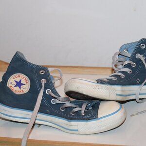 Blue high top converse womens size 8